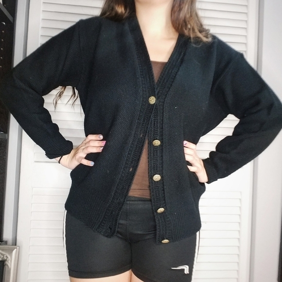 Lindsey Blake Sweaters - Black Academic Women's Medium Knit Cardigan